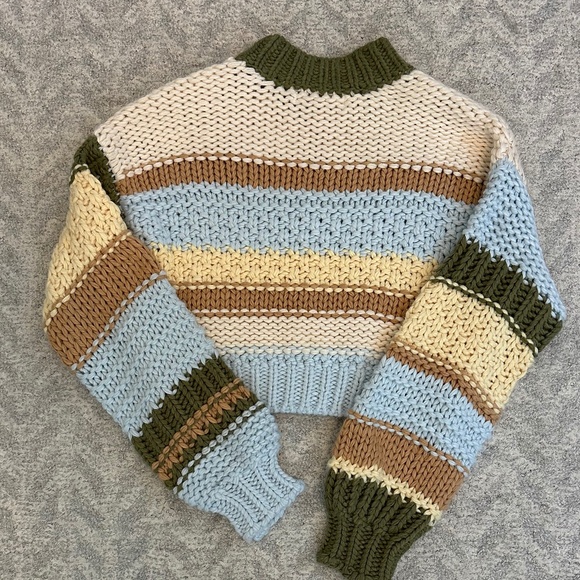 Altar'd State Striped Cropped Sweater Size S - Picture 3 of 3